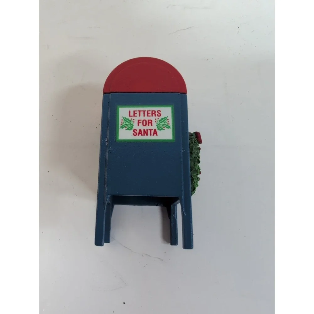 Christmas Village Metal Miniature MAILBOX‎ Red & Blue 2.25